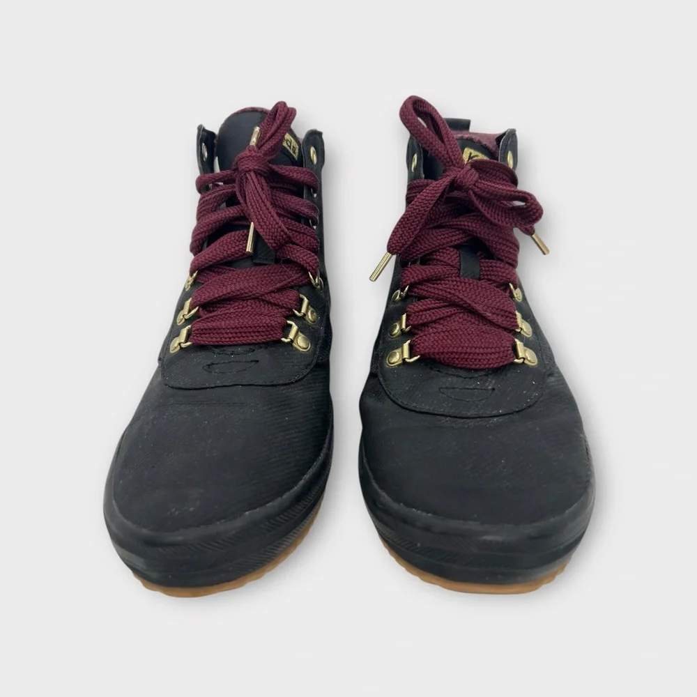 Keds Black High-Tops Burgundy‎ Laces Scout III Water Repellent Canvas Size 10